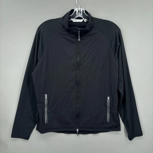 Peter Millar Jacket Mens Large Black Hybrid Sweater Full Zip Insulated Golf